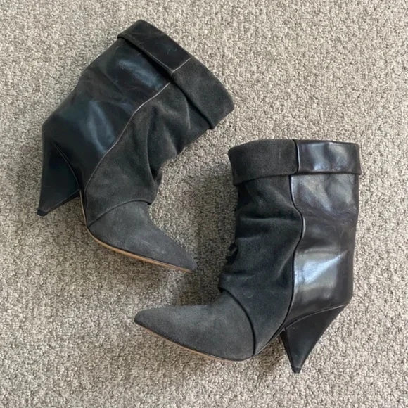 Isabel Marant Charcoal Fringed Heeled Boots - Picture 4 of 8